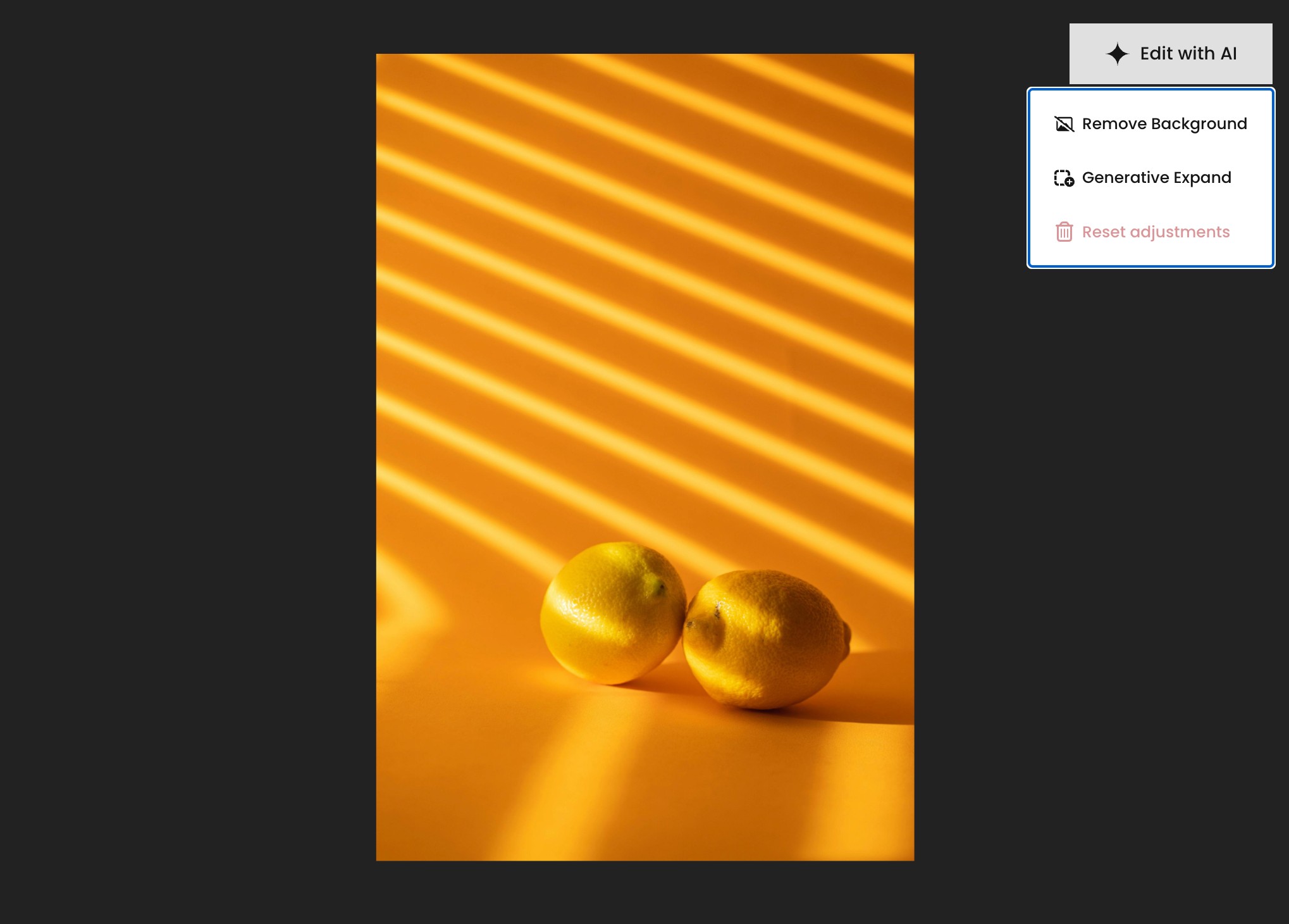 The Edit with AI menu